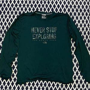 Green North Face Never Stop Exploring Long Sleeve